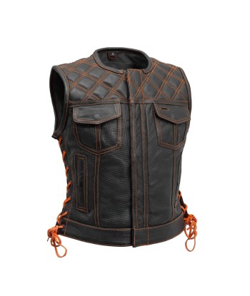 Bonnie Perforated Women's Motorcycle Leather Vest la colonne vertébrale