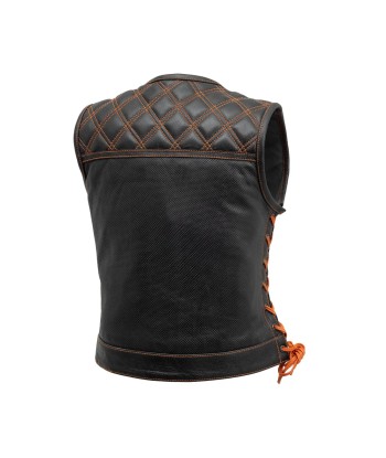 Bonnie Perforated Women's Motorcycle Leather Vest la colonne vertébrale