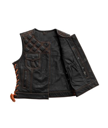 Bonnie Perforated Women's Motorcycle Leather Vest la colonne vertébrale