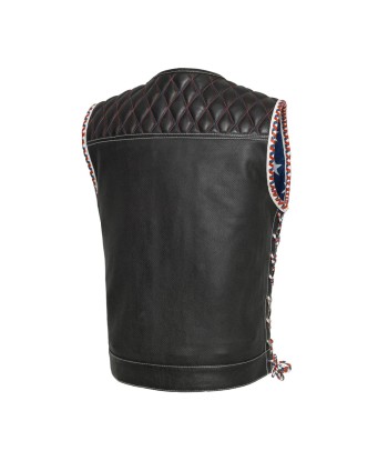 Captain Perforated Men's Motorcycle Leather Vest du meilleur 