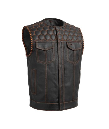 Hornet Perforated Men's Club Style Leather Vest Venez acheter