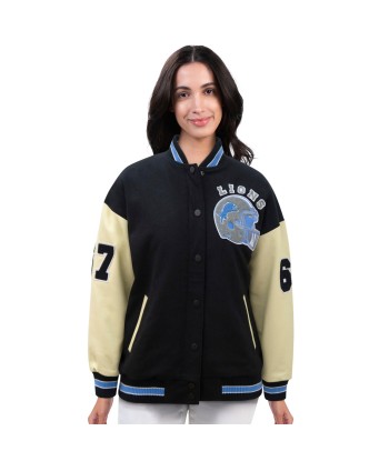 AUTHENTIC Ladies Detroit Lions Beverly Hills Cop Wool/Leather Varsity Jacket prix