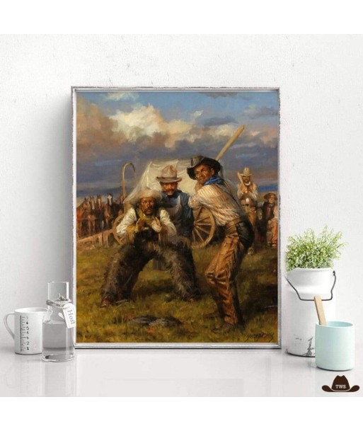 Tableau Peinture Cowboy la chaussure