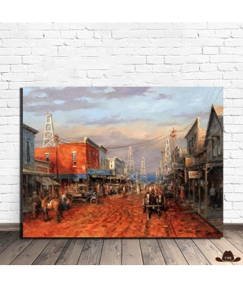 Tableau Peinture Village Western paiement sécurisé